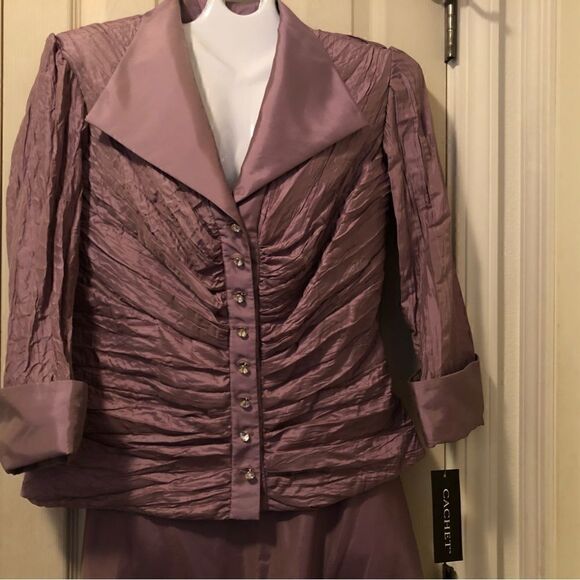 NWT 90’s Cachet metallic violet / lavender  skirt & jacket -   size 8 TALL - Picture 4 of 12